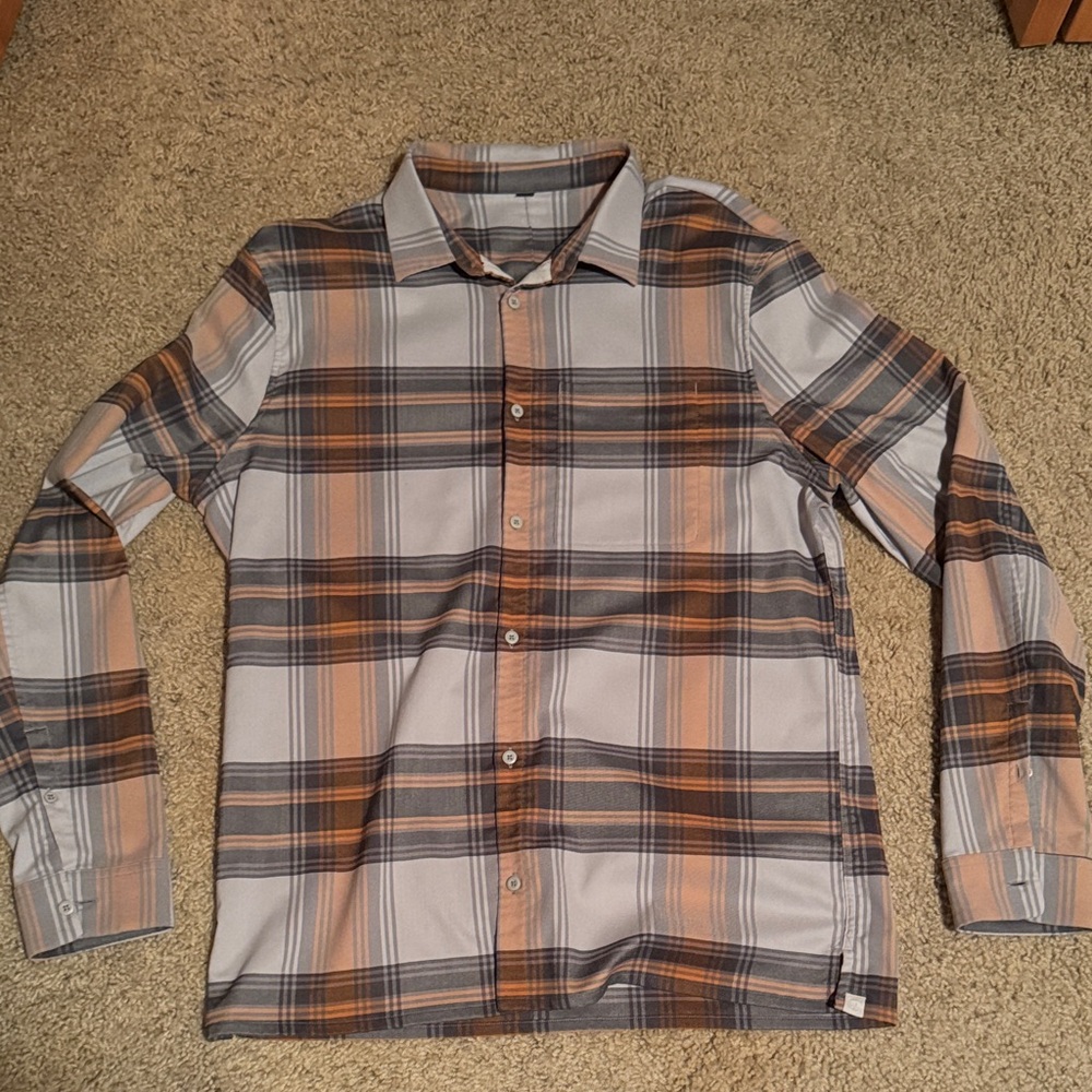 lululemon athletica Plaid Button-Down Shirt - Gray and Brown